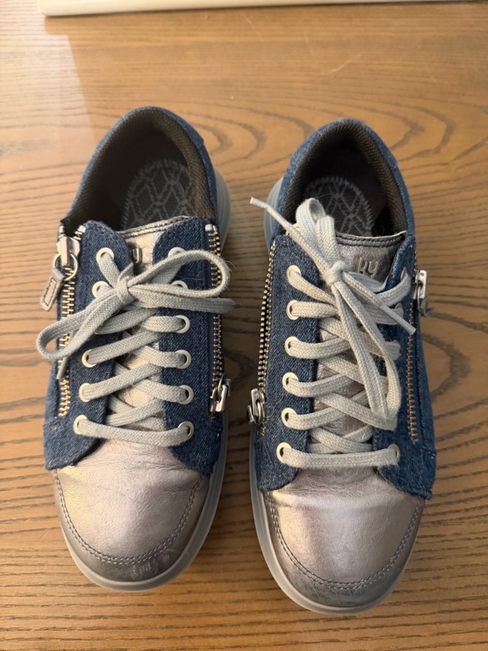 Kybun Denim & Silver Lace-Up Zip Sneakers HTF!